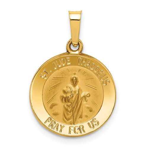 14k-polished-and-satin-st-jude-thaddeus-medal-hollow-pendant-SolomonJeweler-Wichita-KS-CustomJewelry