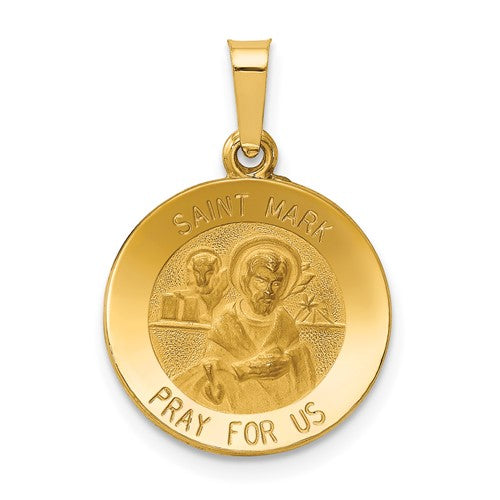 14k-polished-and-satin-st-mark-medal-hollow-pendant-SolomonJeweler-Wichita-KS-CustomJewelry