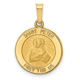 14k-polished-and-satin-st-peter-medal-hollow-pendant-SolomonJeweler-Wichita-KS-CustomJewelry