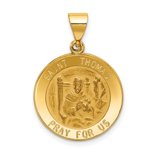 14k-polished-and-satin-st-thomas-medal-hollow-pendant-SolomonJeweler-Wichita-KS-CustomJewelry