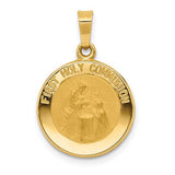 14k-polished-satin-first-holy-communion-medal-hollow-pendant-SolomonJeweler-Wichita-KS-CustomJewelry