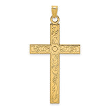 14k-etched-floral-design-cross-pendant-SolomonJeweler-Wichita-KS-CustomJewelry