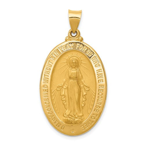 14k-hollow-polished-and-satin-miraculous-medal-pendant-SolomonJeweler-Wichita-KS-CustomJewelry