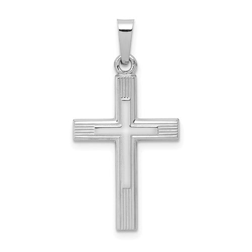 14k-white-gold-brushed-and-polished-latin-cross-pendant-SolomonJeweler-Wichita-KS-CustomJewelry