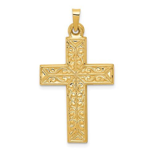 14k-polished-filigree-cross-pendant-SolomonJeweler-Wichita-KS-CustomJewelry