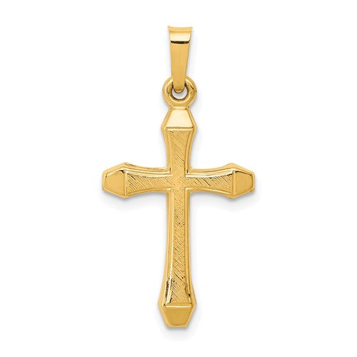 14k-textured-and-polished-latin-cross-pendant-SolomonJeweler-Wichita-KS-CustomJewelry