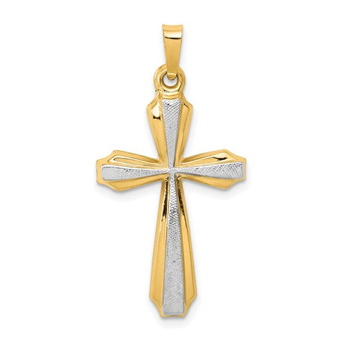 14k-with-rhodium-textured-and-polished-passion-cross-pendant-SolomonJeweler-Wichita-KS-CustomJewelry