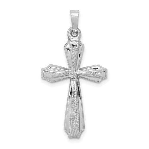 14k-white-gold-textured-and-polished-passion-cross-pendant-SolomonJeweler-Wichita-KS-CustomJewelry