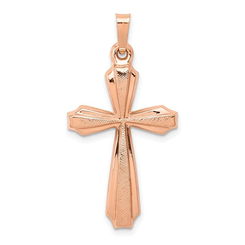 14k-rose-gold-textured-and-polished-passion-cross-pendant-SolomonJeweler-Wichita-KS-CustomJewelry