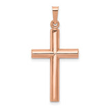 14k-rose-gold-brushed-and-polished-hollow-cross-pendant-SolomonJeweler-Wichita-KS-CustomJewelry