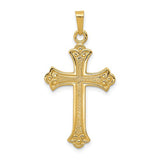 14k-textured-and-polished-fleur-de-lis-cross-pendant-SolomonJeweler-Wichita-KS-CustomJewelry