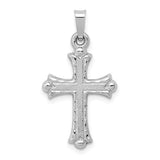 14k-white-gold-textured-and-polished-fleur-de-lis-cross-pendant-SolomonJeweler-Wichita-KS-CustomJewelry