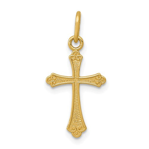 14k-gold-polished-small-cross-pendant-SolomonJeweler-Wichita-KS-CustomJewelry
