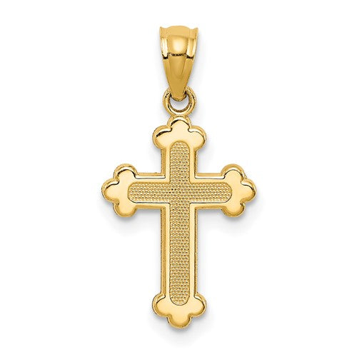 14k-gold-polished-small-budded-cross-SolomonJeweler-Wichita-KS-CustomJewelry