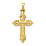14k-brushed-and-polished-fleur-de-lis-cross-pendant-SolomonJeweler-Wichita-KS-CustomJewelry
