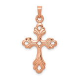14k-rose-gold-polished-fleur-de-lis-cross-pendant-SolomonJeweler-Wichita-KS-CustomJewelry