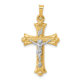 14k-two-tone-textured-and-polished-inri-crucifix-cross-pendant-SolomonJeweler-Wichita-KS-CustomJewelry