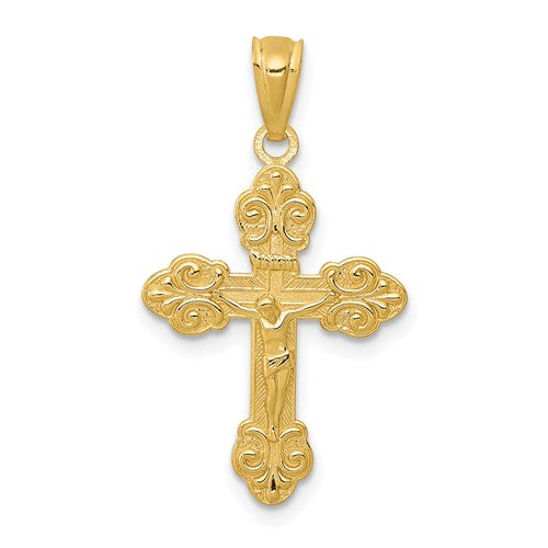 14k-gold-polished-inri-small-crucifix-pendant-SolomonJeweler-Wichita-KS-CustomJewelry