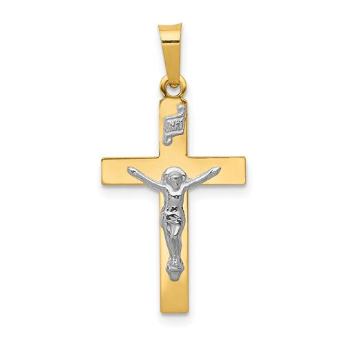 14k-w-rhodium-polished-inri-crucifix-pendant-SolomonJeweler-Wichita-KS-CustomJewelry