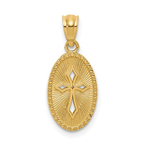 14k-gold-polished-small-cross-medal-pendant-SolomonJeweler-Wichita-KS-CustomJewelry