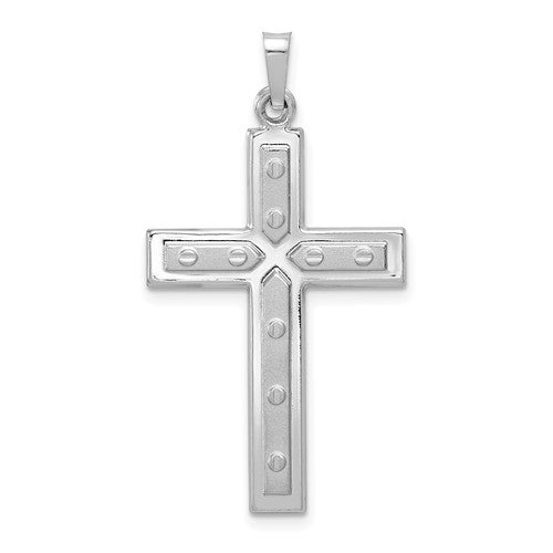 14k-white-gold-polished-and-satin-w-dots-cross-pendant-SolomonJeweler-Wichita-KS-CustomJewelry