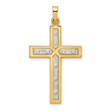 14k-w-rhodium-polished-and-satin-cross-pendant-SolomonJeweler-Wichita-KS-CustomJewelry