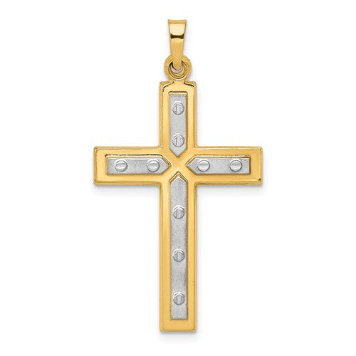 14k-w-rhodium-polished-and-satin-cross-pendant-SolomonJeweler-Wichita-KS-CustomJewelry