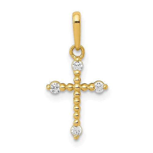 14k-polished-beaded-cz-cross-charm-SolomonJeweler-Wichita-KS-CustomJewelry