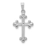 14k-white-gold-polished-budded-cross-pendant-SolomonJeweler-Wichita-KS-CustomJewelry