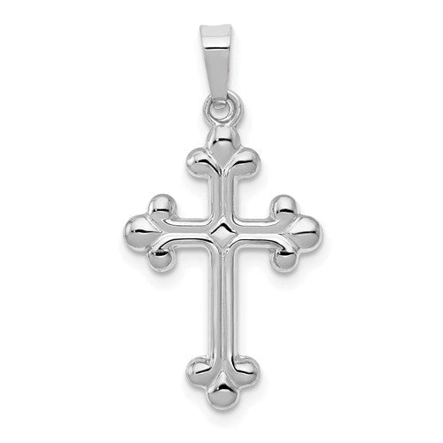 14k-white-gold-polished-budded-cross-pendant-SolomonJeweler-Wichita-KS-CustomJewelry