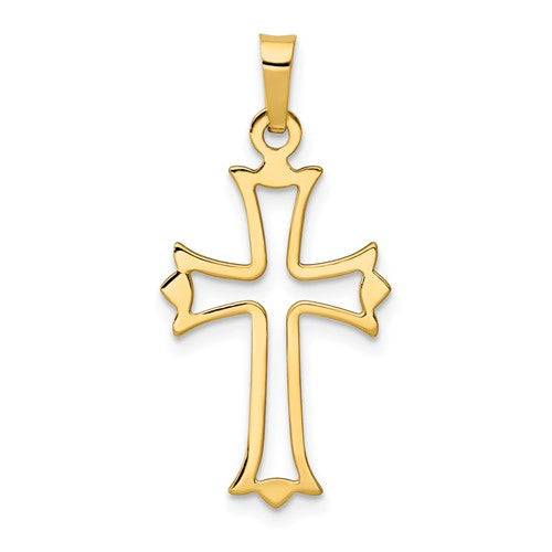 14k-polished-cut-out-fleur-de-lis-cross-pendant-SolomonJeweler-Wichita-KS-CustomJewelry