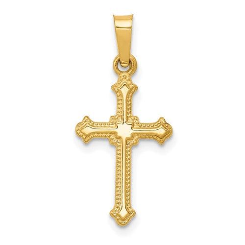 14k-polished-small-fleur-de-lis-cross-pendant-SolomonJeweler-Wichita-KS-CustomJewelry