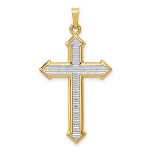 14k-w-rhodium-polished-and-textured-passion-cross-pendant-SolomonJeweler-Wichita-KS-CustomJewelry