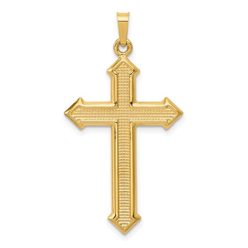 14k-polished-and-textured-passion-cross-pendant-SolomonJeweler-Wichita-KS-CustomJewelry