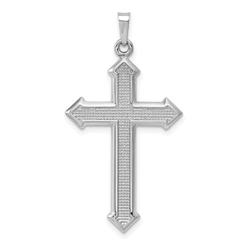 14k-white-gold-polished-and-textured-cross-pendant-SolomonJeweler-Wichita-KS-CustomJewelry