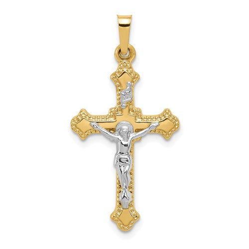 14k-two-tone-polished-inri-crucifix-pendant-SolomonJeweler-Wichita-KS-CustomJewelry
