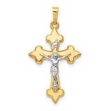 14k-two-tone-polished-fleur-de-lis-inri-crucifix-pendant-SolomonJeweler-Wichita-KS-CustomJewelry