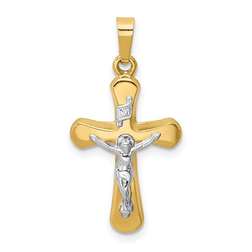 14k-two-tone-polished-rounded-crucifix-pendant-SolomonJeweler-Wichita-KS-CustomJewelry