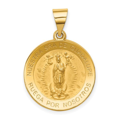 14k-polished-satin-spanish-our-lady-guadalupe-hollow-medal-SolomonJeweler-Wichita-KS-CustomJewelry