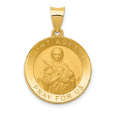 14k-polished-satin-st-agatha-hollow-medal-pendant-SolomonJeweler-Wichita-KS-CustomJewelry