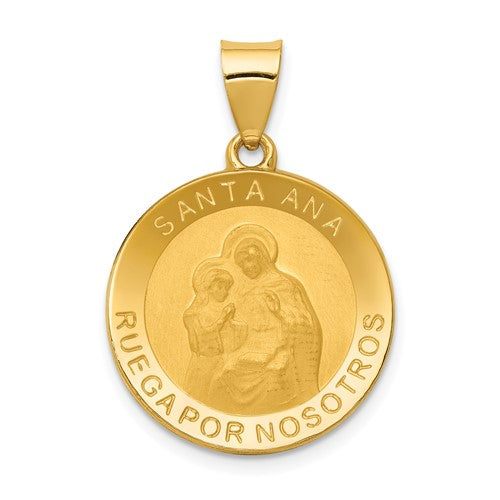 14k-polished-satin-hollow-spanish-saint-anne-medal-pendant-SolomonJeweler-Wichita-KS-CustomJewelry