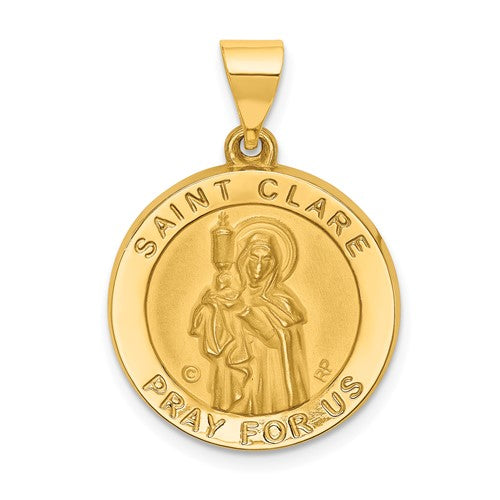 14k-polished-satin-st-clare-hollow-medal-pendant-SolomonJeweler-Wichita-KS-CustomJewelry