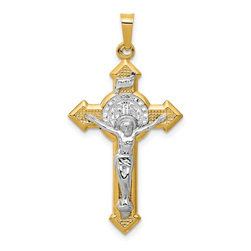 14k-w-rhodium-st-benedict-hollow-medal-inri-crucifix-pendant-SolomonJeweler-Wichita-KS-CustomJewelry