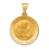 14k-polished-satin-hollow-spanish-san-jose-medal-pendant-SolomonJeweler-Wichita-KS-CustomJewelry