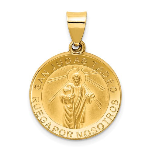 14k-polished-satin-hollow-spanish-st-jude-thaddeus-medal-SolomonJeweler-Wichita-KS-CustomJewelry