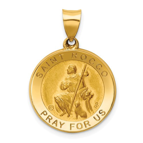 14k-polished-satin-st-rocco-hollow-medal-pendant-SolomonJeweler-Wichita-KS-CustomJewelry