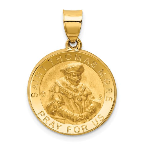 14k-polished-satin-st-thomas-more-hollow-medal-pendant-SolomonJeweler-Wichita-KS-CustomJewelry