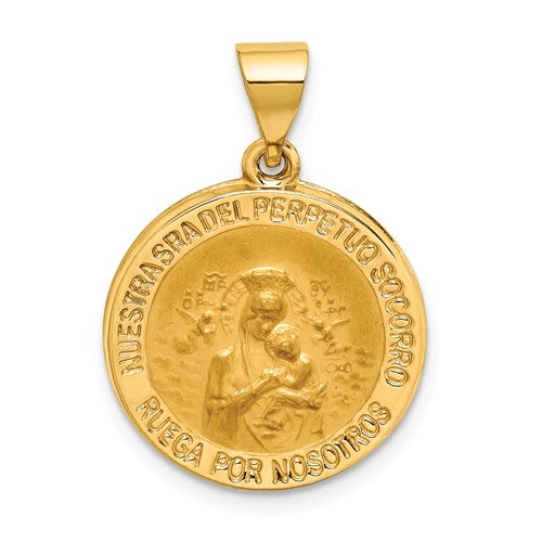 14k-hollow-polished-satin-spanish-perpetuo-socorro-medal-SolomonJeweler-Wichita-KS-CustomJewelry