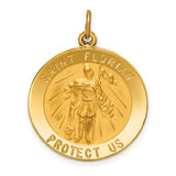 14k-solid-polished-satin-round-st-florian-medal-SolomonJeweler-Wichita-KS-CustomJewelry