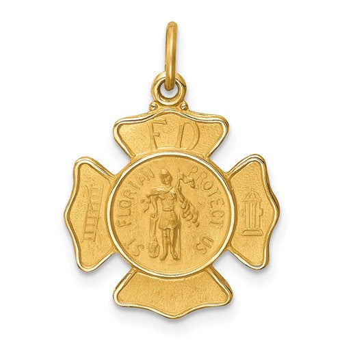 14k-solid-polished-satin-small-st-florian-fire-dept-badge-medal-SolomonJeweler-Wichita-KS-CustomJewelry